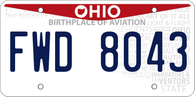 OH license plate FWD8043