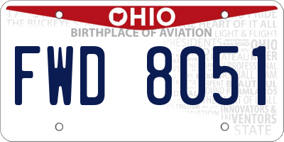 OH license plate FWD8051