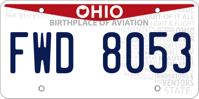 OH license plate FWD8053