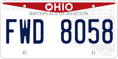OH license plate FWD8058