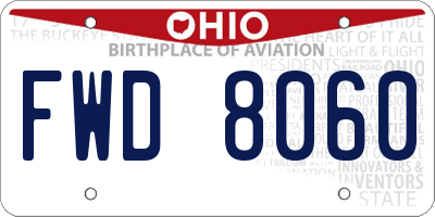OH license plate FWD8060