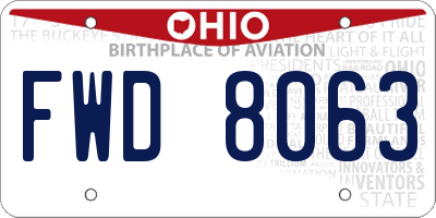 OH license plate FWD8063