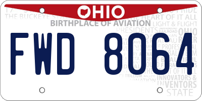 OH license plate FWD8064