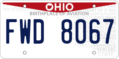 OH license plate FWD8067