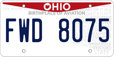 OH license plate FWD8075