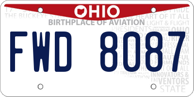 OH license plate FWD8087