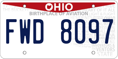 OH license plate FWD8097