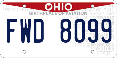 OH license plate FWD8099