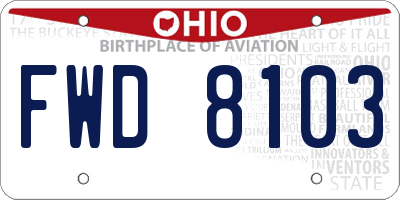 OH license plate FWD8103