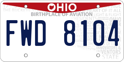 OH license plate FWD8104