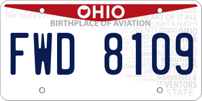 OH license plate FWD8109