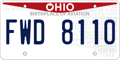 OH license plate FWD8110