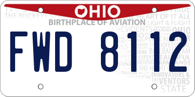 OH license plate FWD8112