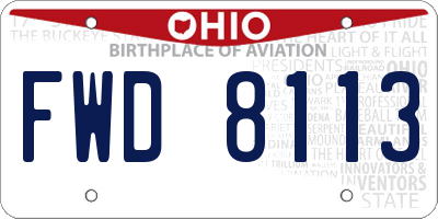 OH license plate FWD8113