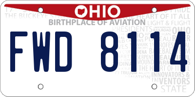 OH license plate FWD8114