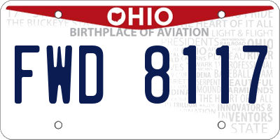OH license plate FWD8117