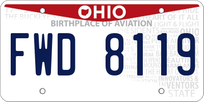 OH license plate FWD8119