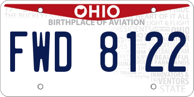OH license plate FWD8122