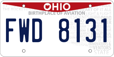 OH license plate FWD8131