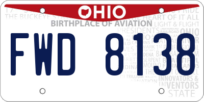 OH license plate FWD8138