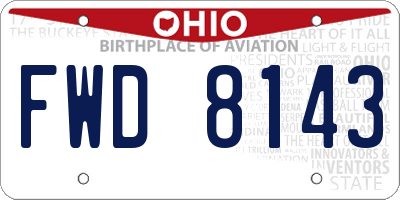 OH license plate FWD8143