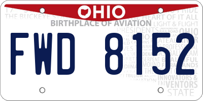 OH license plate FWD8152