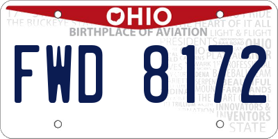 OH license plate FWD8172