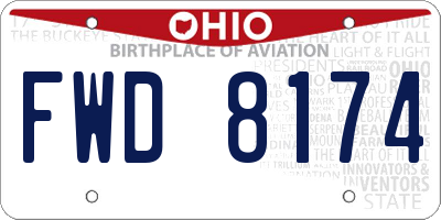 OH license plate FWD8174