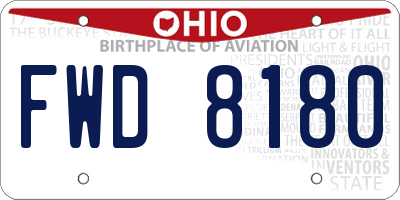 OH license plate FWD8180