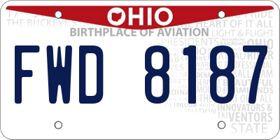 OH license plate FWD8187