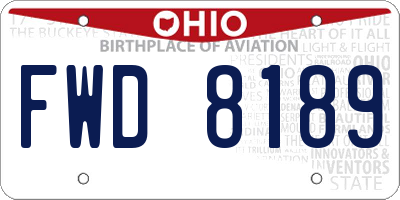 OH license plate FWD8189