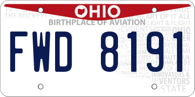 OH license plate FWD8191