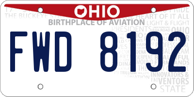 OH license plate FWD8192