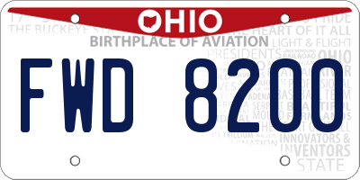 OH license plate FWD8200