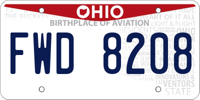 OH license plate FWD8208