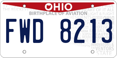 OH license plate FWD8213