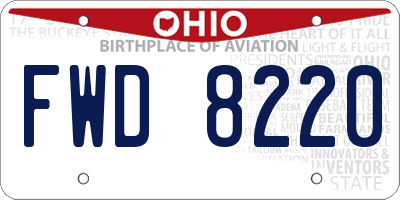 OH license plate FWD8220