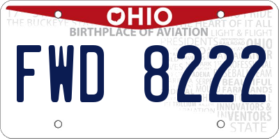 OH license plate FWD8222