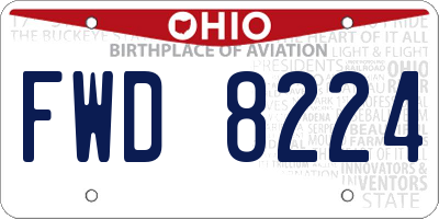 OH license plate FWD8224