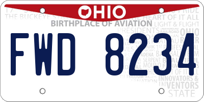 OH license plate FWD8234