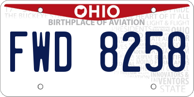 OH license plate FWD8258