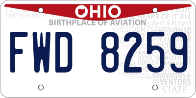 OH license plate FWD8259