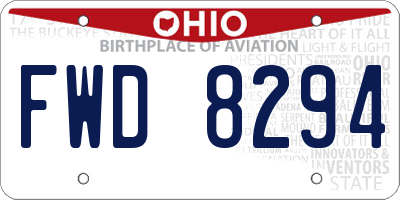 OH license plate FWD8294