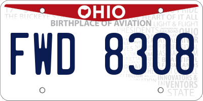 OH license plate FWD8308