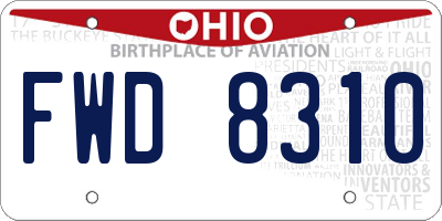 OH license plate FWD8310