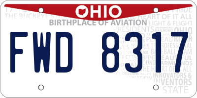 OH license plate FWD8317
