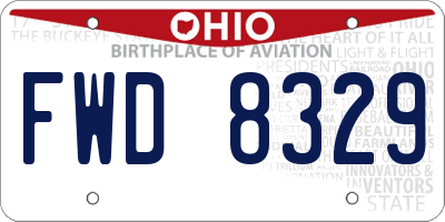 OH license plate FWD8329