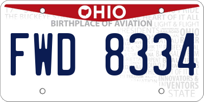 OH license plate FWD8334