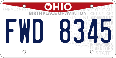 OH license plate FWD8345