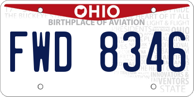 OH license plate FWD8346